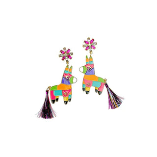 BRIANNA CANNON BURRO PIÑATA EARRINGS WITH METALLIC TASSEL TAIL