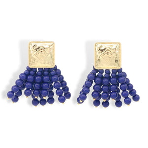 SQUARE BRIANNA CANNON ICON NAVY BEADED EARRINGS