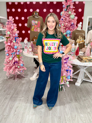 Pink & Red Checkered Holly Jolly Tee