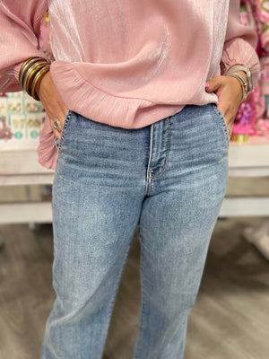 AVA HW JUDY BLUE WIDE LEG TROUSER