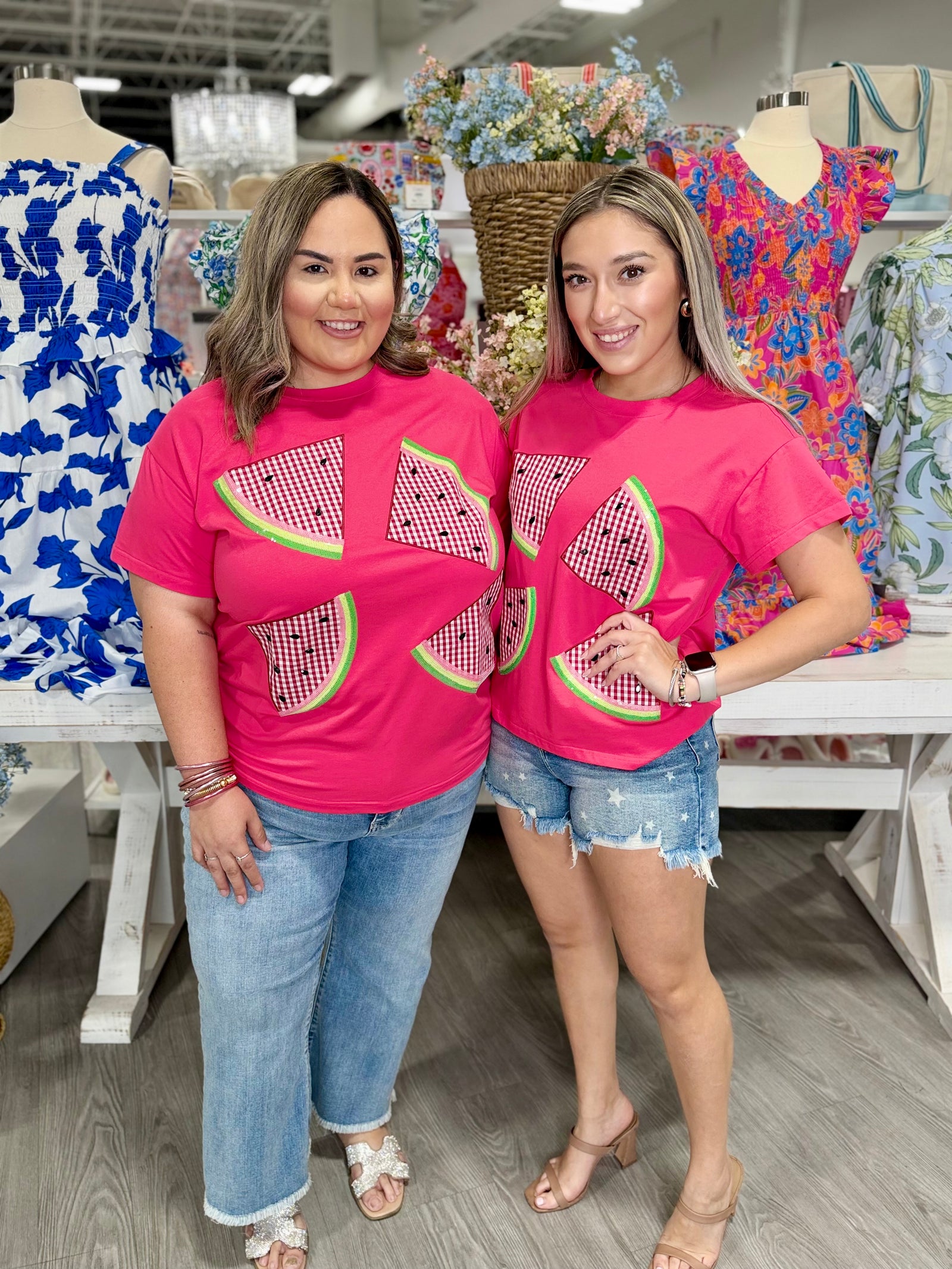 QOS RED GINGAM WATERMELON TEE