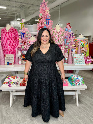 CLASSY JACQUARD MAXI TIERED DRESS