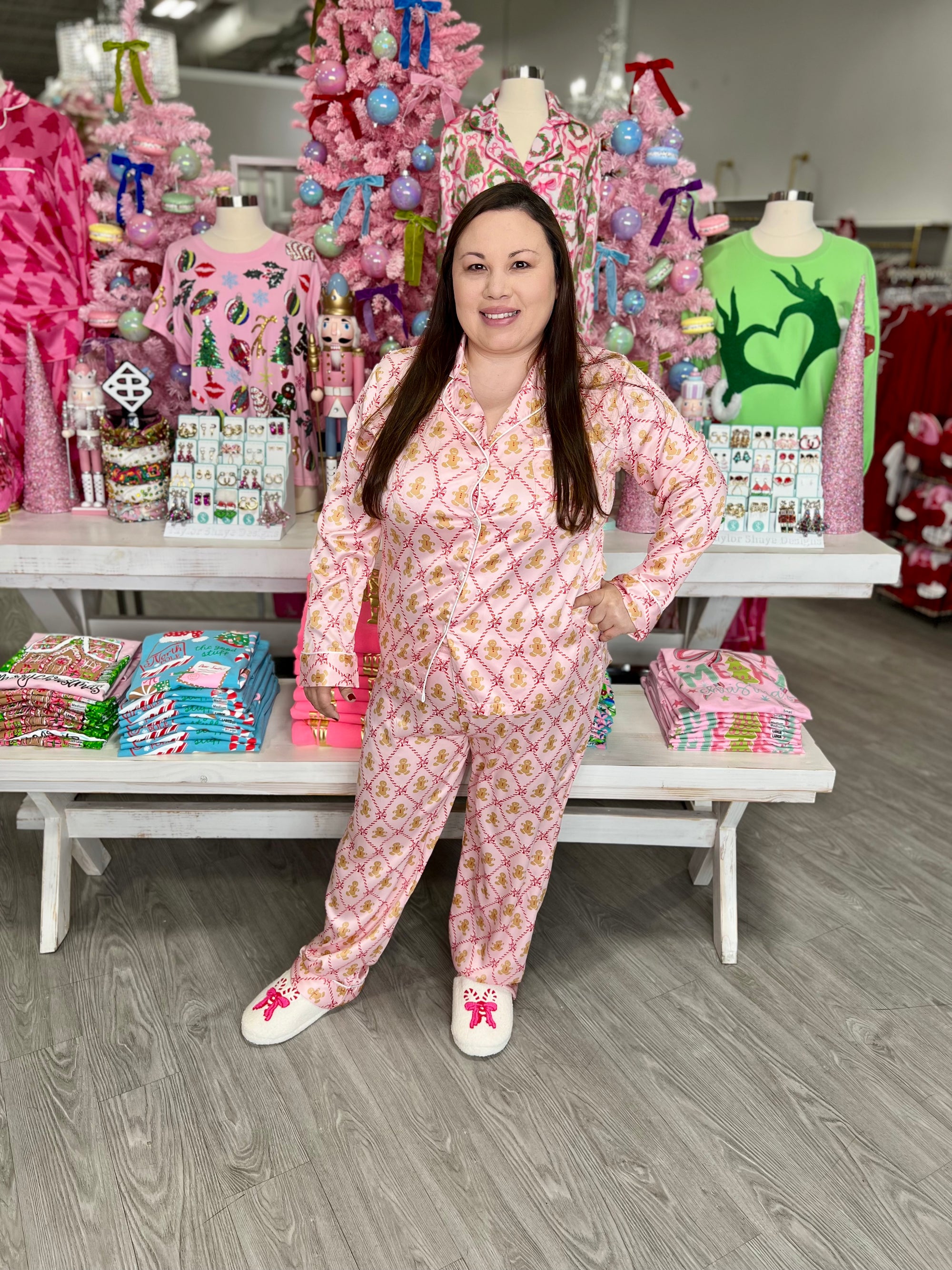 Way To My Heart Silky Satin Pajama Long Sleeve Set,