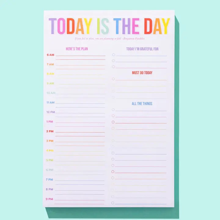 "Today Is the Day" - 100 Sheets-Daily Planner Notepad