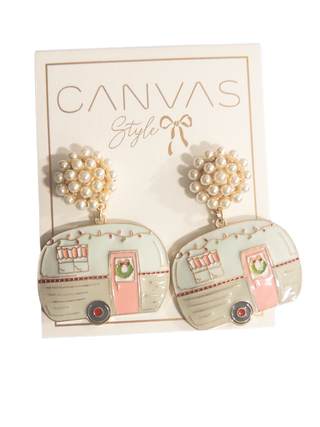 Festive Vintage Airstream Enamel Earrings
