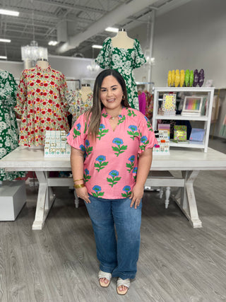 PINK FLORAL PRINT TOP