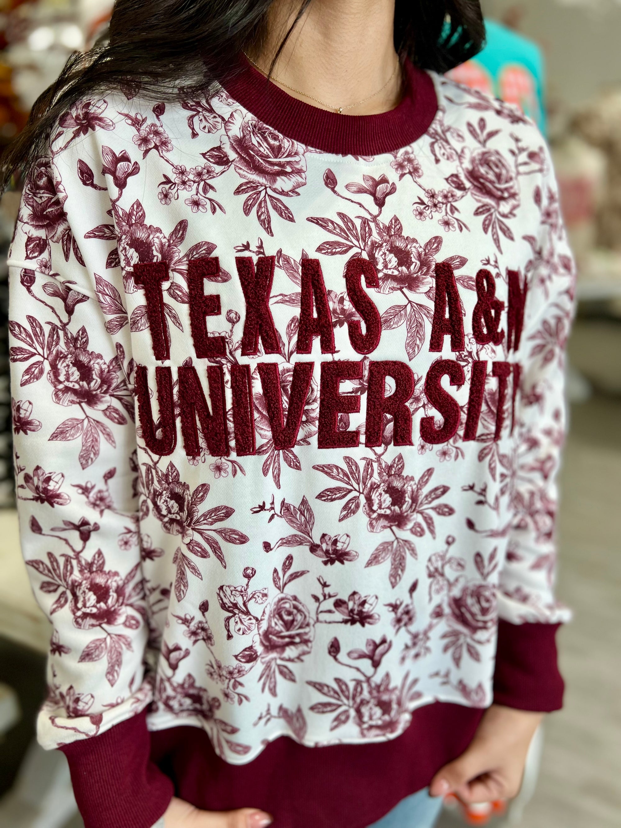 Texas A&M Floral Toile Sweatshirt