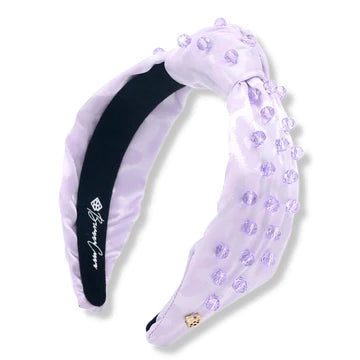 BRIANNA CANNON LAVENDER SPOTTED HEADBAND WITH PURPLE CRYSTAL BEADS