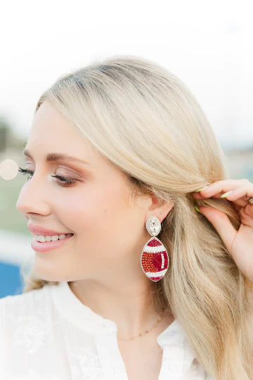 Beaded Maroon Football earring Taylor Shaye