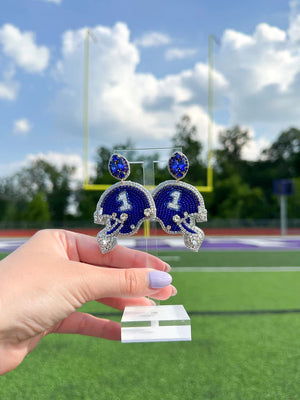 Royal blue football helmet taylor shaye earrings