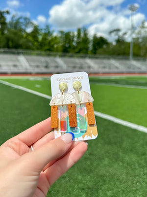 Burnt Orange/Iridescent Huddle Drop post earrings