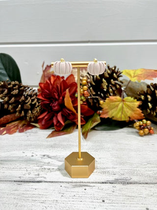2 STUD SET, GOLD BALL, PINK WITH GOLD ACCENT PUMPKINS EARRINGS