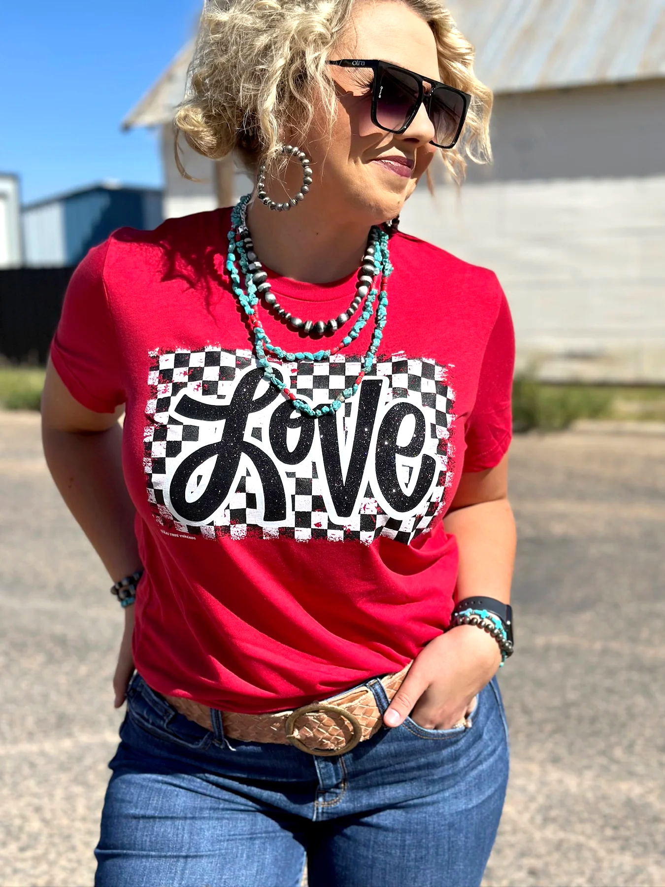 GLITTERED LOVE SOLID RED TEE