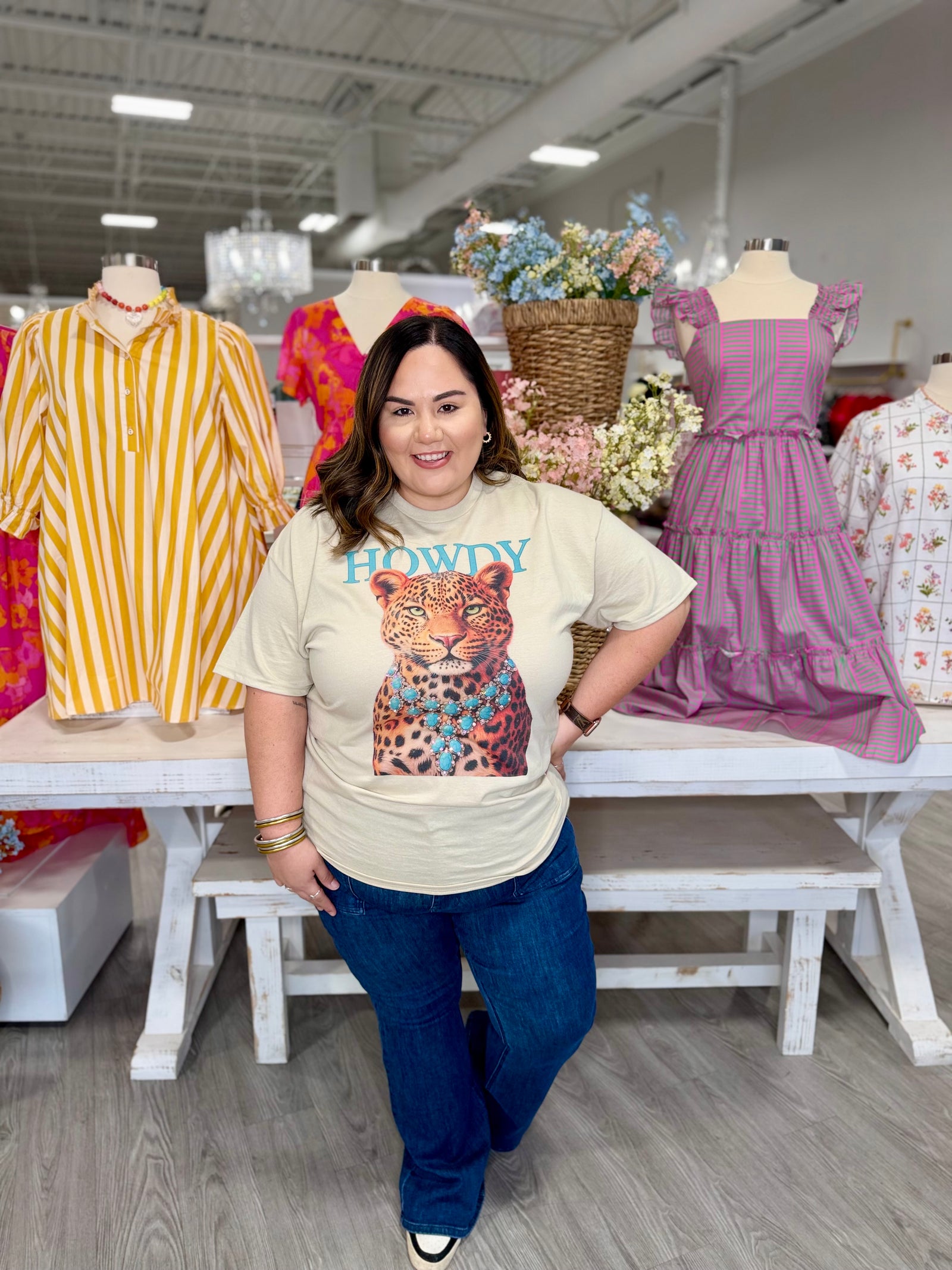 HOWDY BLING TIGER TEAL TEE