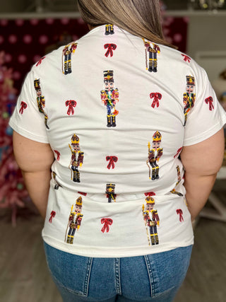 White Nutcracker & Bow Tee | Queen Of Sparkles