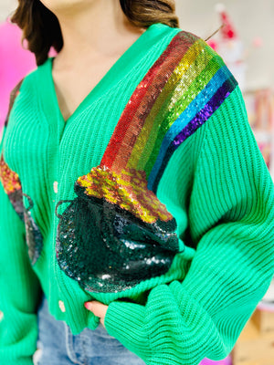QUEEN OF SPARKLES GREEN POT OF GOLD CARDIGAN