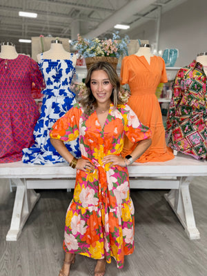 MAYA FLORAL MIDI DRESS