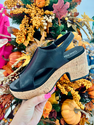 Miss Carley Black- Heel Slingback Sandals