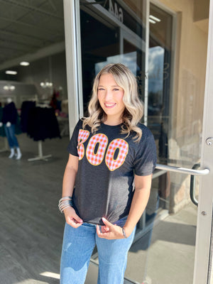 Checkered Boo Black Tee