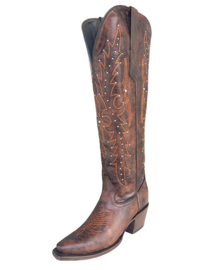 PAULINA BROWN TALL WIDE CALF COWGIRL BOOTS