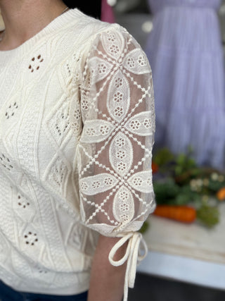 LENA CROCHET KNIT TOP