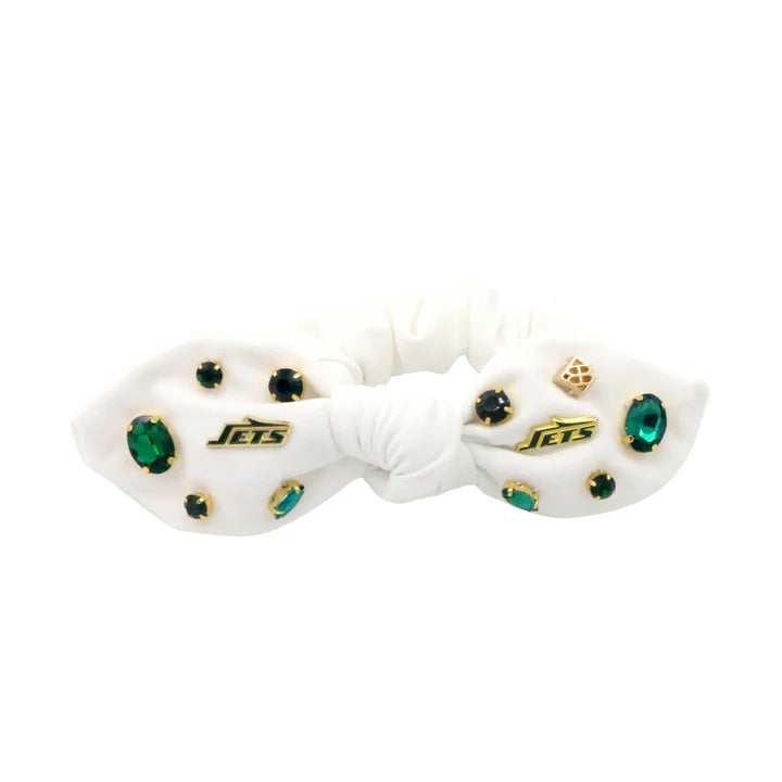 New York Jets White Logo Bow Scrunchie