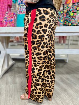 MAKAYLA RED LEOPARD PANTS