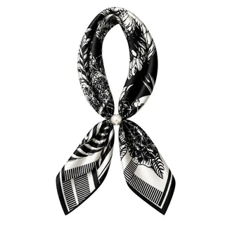 Ready To Wear Magnetic Scarf- BLACK AND WHITE