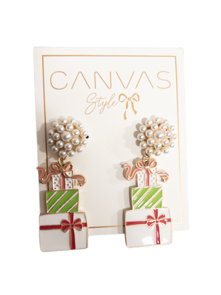 STACKED PRESENTS ENAMEL DROP EARRINGS IN GREEN AND FUCHSIA
