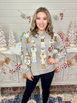 GREY & GOLD SCATTERED NUTCRACKER SWEATSHIRT