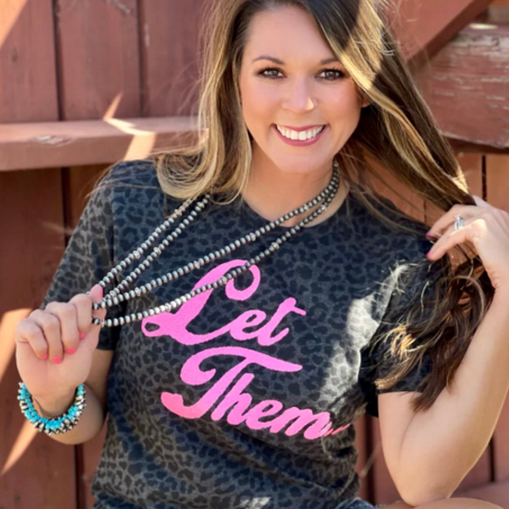 LET THEM NEON PINK GLITTER TEE