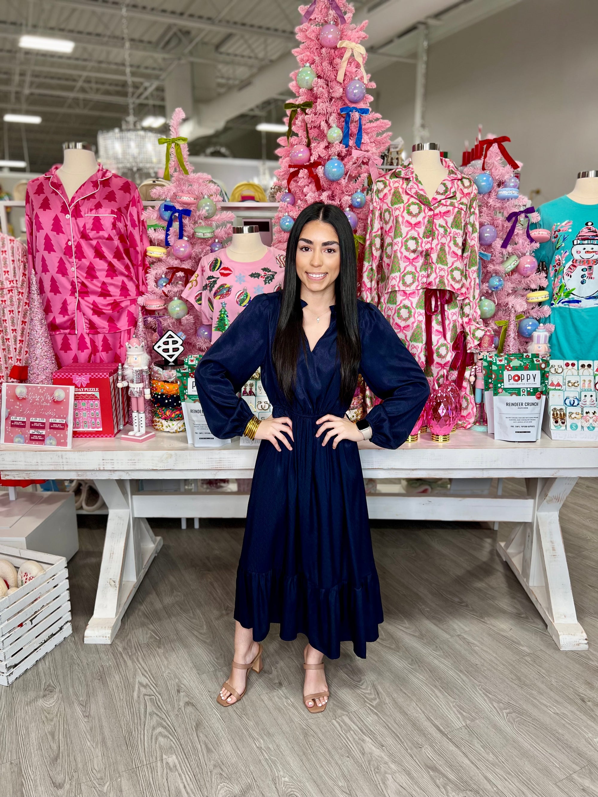 Fabiola Split Neck Midi Dress