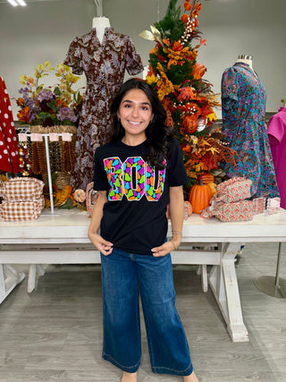 BOO WITH COLORFUL GHOST TEE