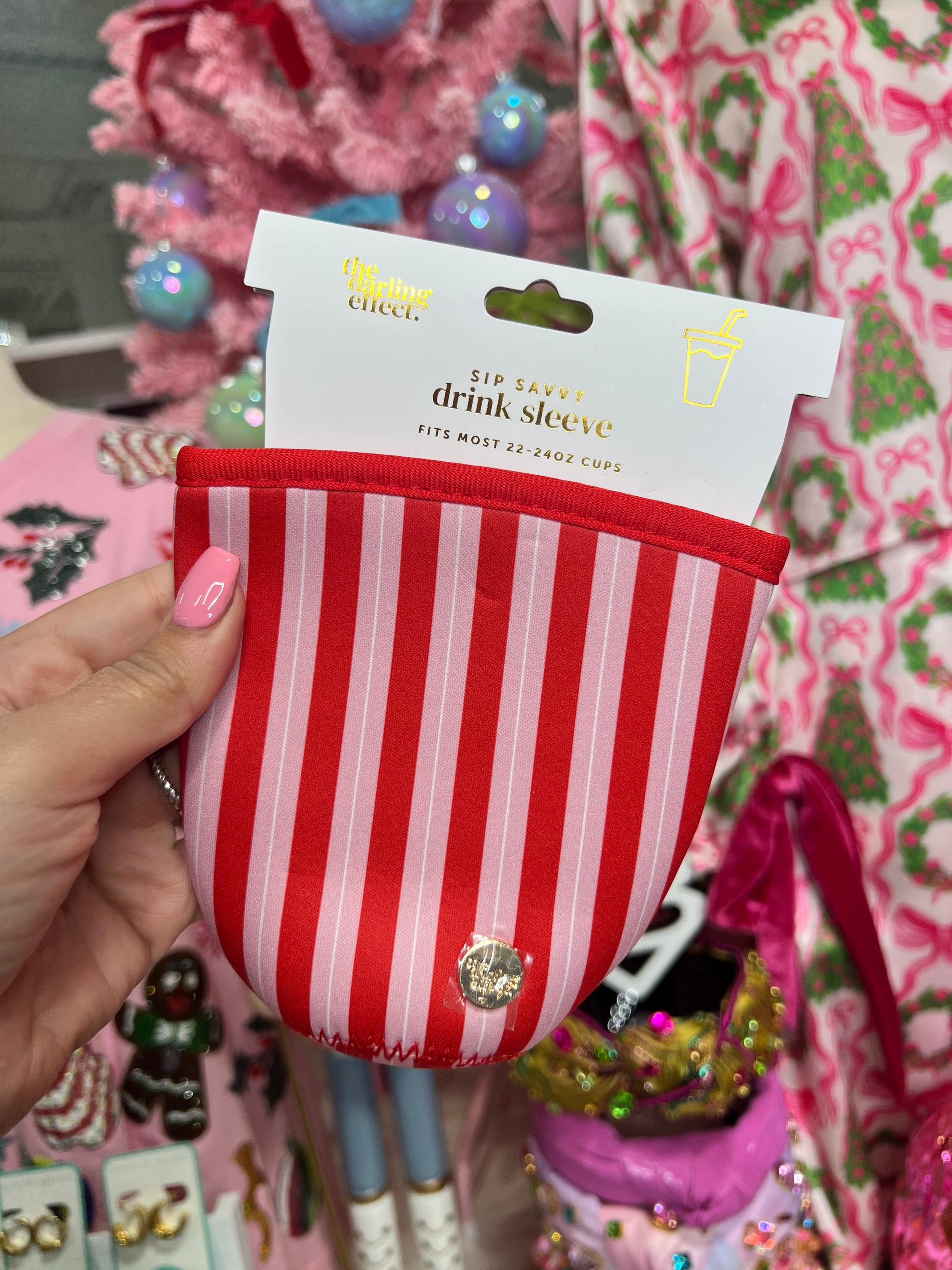 PEPPERMINT STRIPE-Sip Savvy Drink Sleeve-Large