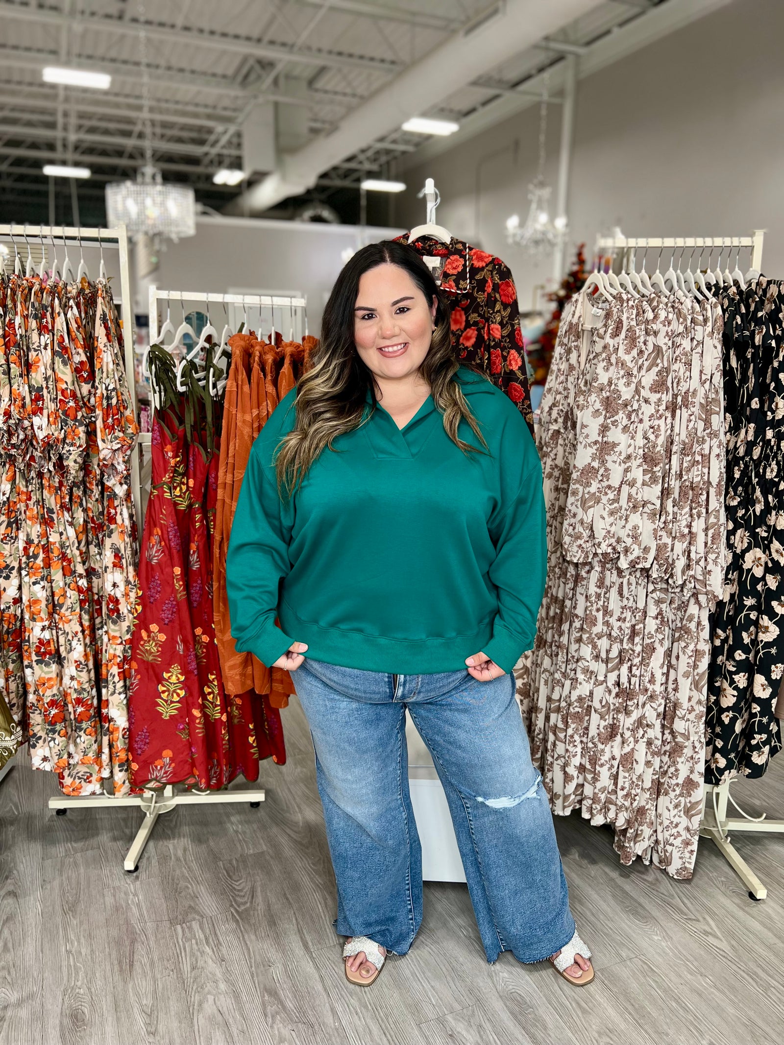 YVONNE TEAL PULLOVER TOP