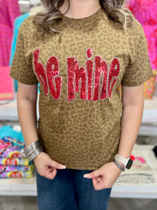 BE MINE VALENTINE TEE LEOPARD