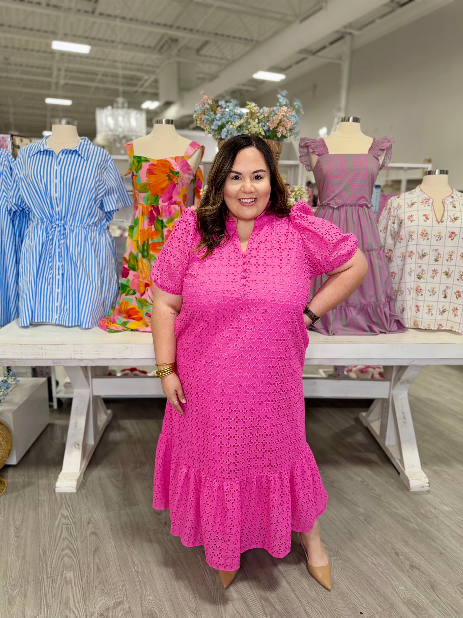 MARIEL PINK MIDI DRESS