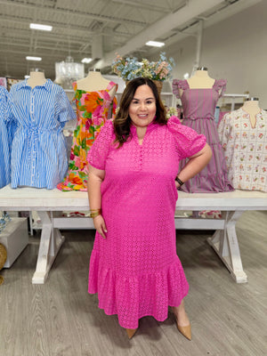 MARIEL PINK MIDI DRESS