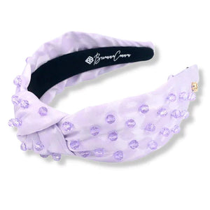 BRIANNA CANNON LAVENDER SPOTTED HEADBAND WITH PURPLE CRYSTAL BEADS