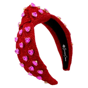 Red Headband with Hot Pink Hearts