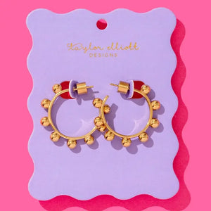 Dottie-Hoop Earrings - Medium - Gold-Plated w/ Round Balls