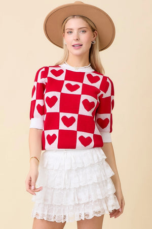 BETTY HEART SWEATER KNIT TOP