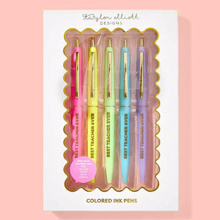 Pen Set - Motivational - "Best Teacher Ever" - 5 Piece Set