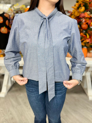 Sadie Top- Denim Stripe