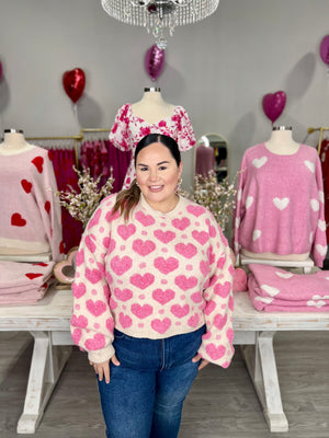 SWEET LOVE TEXTURED HEART SWEATER