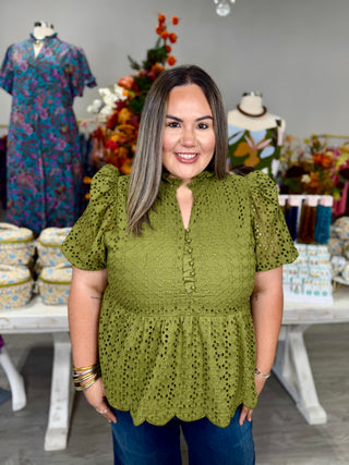 MICHELLE EYELET TOP