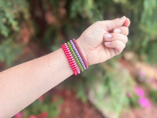 Leah Jewel Tones Enamel Stretch Bracelets - Striped B-147