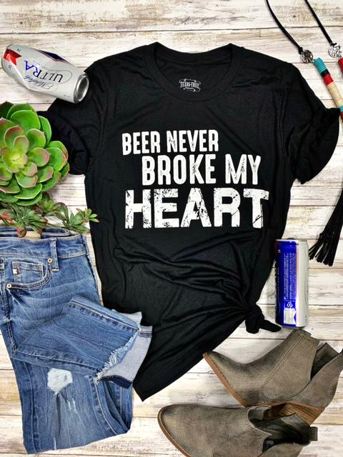 BEER NEVER BROKE MY HEART TEE