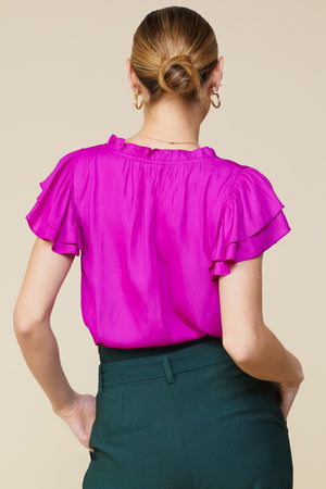 ORCHID SATIN RUFFLE TOP