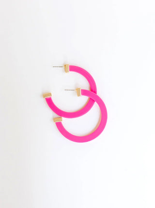 HOT PINK LARGE CLASSIC ACRYLIC HOOP MICHELLE MCDOWELL